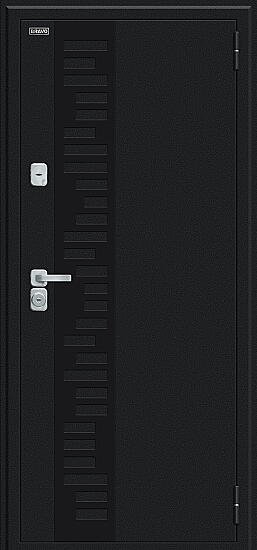 Входная дверь, Thermo Техно Д2/BChrome Букле черное/Wenge Melinga, Букле черное/Wenge Melinga