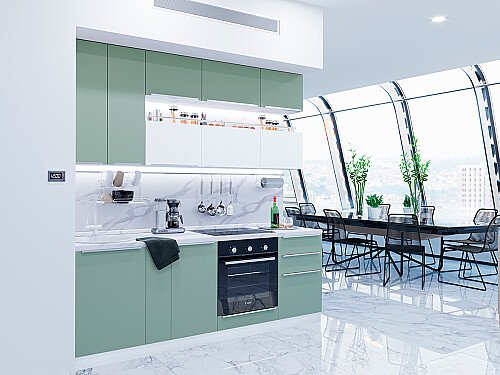 Кухня, Фьюжн-01 Silky Mint/Silky White, Silky Mint/Silky White