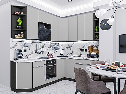 Кухня, Фьюжн-04 Silky Light Grey, Silky Light Grey