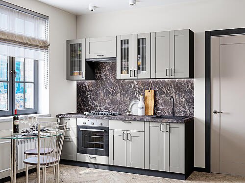 Кухня, Лофт-01 Grey Silk 2140*2200*600, Grey Silk
