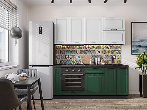 Кухня, Дублин-01 Special White/Special Green 2140*1900*600 №74211, Special White/Special Green