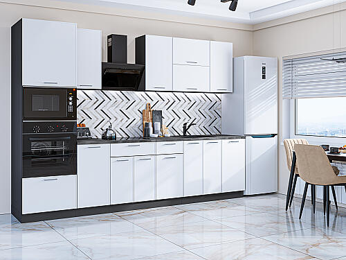 Кухня, Квадро-01 Белый 2140*3000*600 №74587, Белый