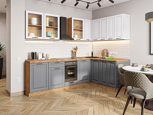 Кухня, Ницца Royal-02 Blanco/Magnum 2140*2550/1600*600, Blanco/Magnum