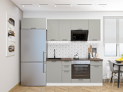 Кухня, Флэт-01 Light Grey In 2S 2140*2600*600, Light Grey In 2S
