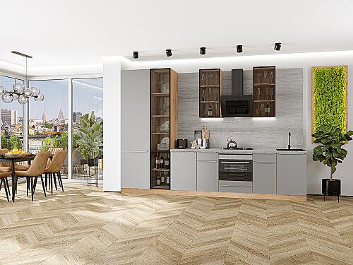 Кухня, Фьюжн-08 Silky Light Grey 2340*3400*600, Silky Light Grey