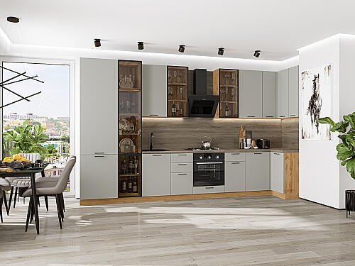 Кухня, Флэт-05 Light Grey In 2S 2340*4000/1000*600, Light Grey In 2S