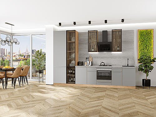 Кухня, Фьюжн-08 Silky Light Grey 2340*3400*600 №79650, Silky Light Grey