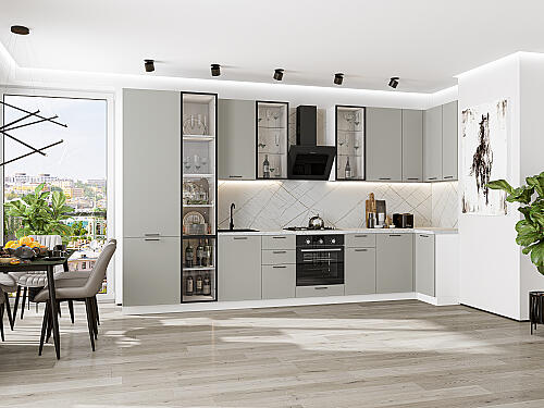 Кухня, Флэт-05 Light Grey In 2S 2340*4000/1000*600 №79682, Light Grey In 2S