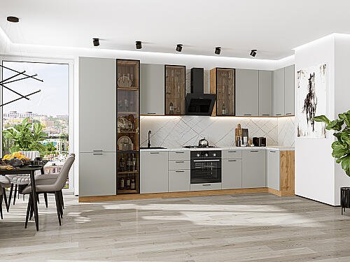 Кухня, Флэт-05 Light Grey In 2S 2340*4000/1000*600 №79683, Light Grey In 2S