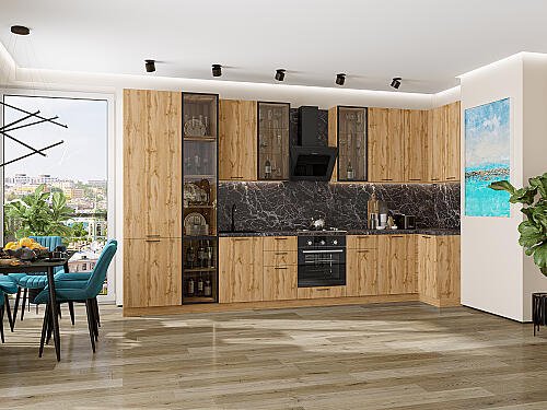 Кухня, Флэт-05 Wotan Oak 2S 2340*4000/1000*600 №79689, Wotan Oak 2S