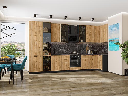 Кухня, Флэт-05 Wotan Oak 2S 2340*4000/1000*600 №79690, Wotan Oak 2S