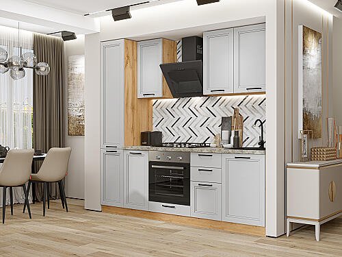 Кухня, Нео-02 Grey Silk 2140*2300*600, Grey Silk
