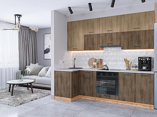 Кухня, Флэт-04 Natural Casella Oak 2S/Brown Casella Oak 2S, Natural Casella Oak 2S/Brown Casella Oak 2S