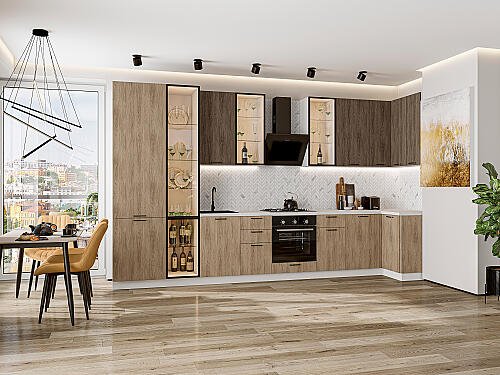 Кухня, Флэт-05 Brown Casella Oak 2S/Natural Casella Oak 2S, Brown Casella Oak 2S/Natural Casella Oak 2S