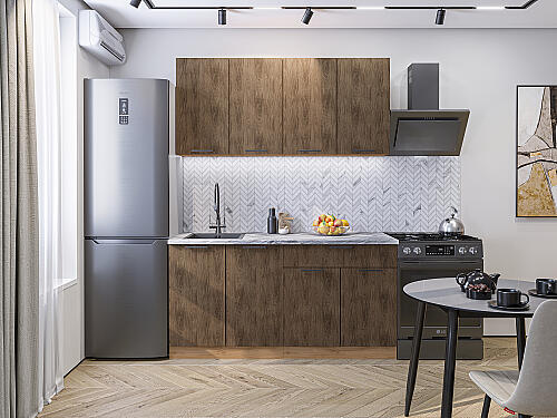 Кухня, Флэт-08 Brown Casella Oak 2S 2140*1600*600, Brown Casella Oak 2S