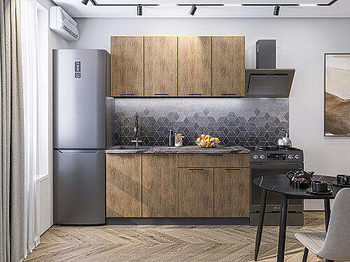 Кухня, Флэт-08 Natural Casella Oak 2S 2140*1600*600 №83646, Natural Casella Oak 2S