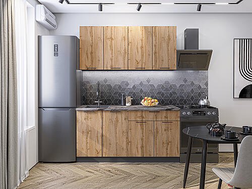 Кухня, Флэт-08 Wotan Oak 2S 2140*1600*600 №83647, Wotan Oak 2S