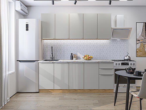 Кухня, Фьюжн-11 Silky Light Grey 2140*2000*600, Silky Light Grey
