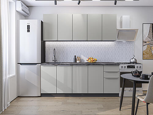 Кухня, Фьюжн-11 Silky Light Grey 2140*2000*600 №83728, Silky Light Grey