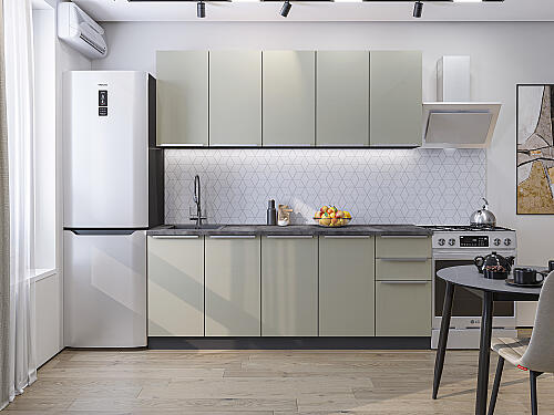 Кухня, Фьюжн-11 Silky Grey 2140*2000*600 №83729, Silky Grey
