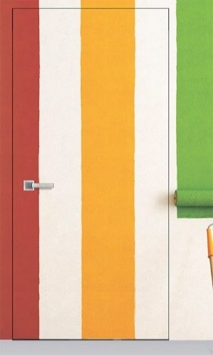 Межкомнатная дверь, Invisible ИНВИЗБЛ С ЧЕТВЕРТЬЮ(ОБРАТНОЕ ОТКРЫВАНИЕ), Полотно под покраску грунтованное