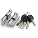 Фурнитура, Цилиндровый механизм (A202/60) A2002Knob60(25+10+25) с вертушкой SN никель, Никель